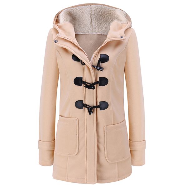 

women's spring autumn trench coat long overcoat female hooded coat zipper horn button outwear(camel,s/us-4, Black