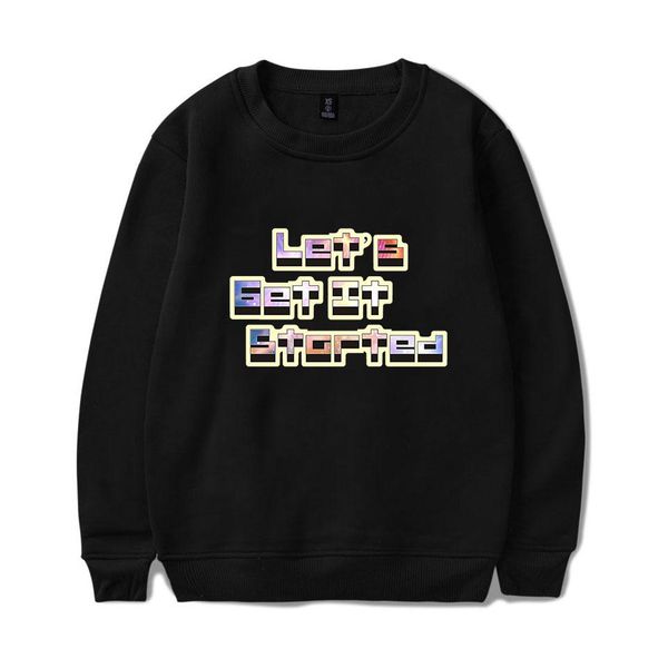 

fashion brand o-neck hoodie for men teenager clothing lets get it started letters fleece pullovers, Black