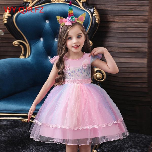 

bh- 756a#children's wear flower girl dress pink short ball gown lace day christmas costume party prom dress wholesale, Red;yellow