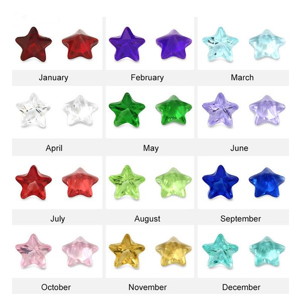 

fashion star cone heart birthday stone jewelry accessories 12 colors birthstone diy crystal glass floating charms for living memory locket, Blue;slivery
