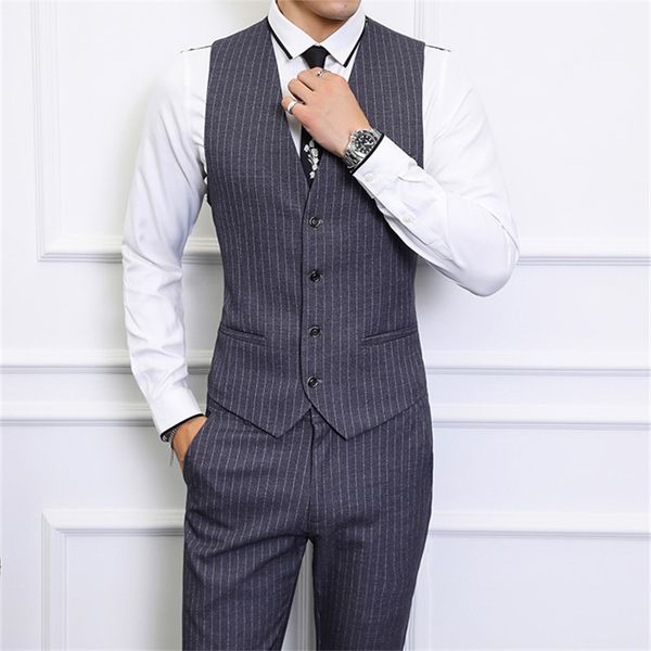 

slim design men striped suit vest with pant asian size s m  xl xxl xxxl xxxxl 5xl 6xl vests waistcoat mens trousers, Black;white