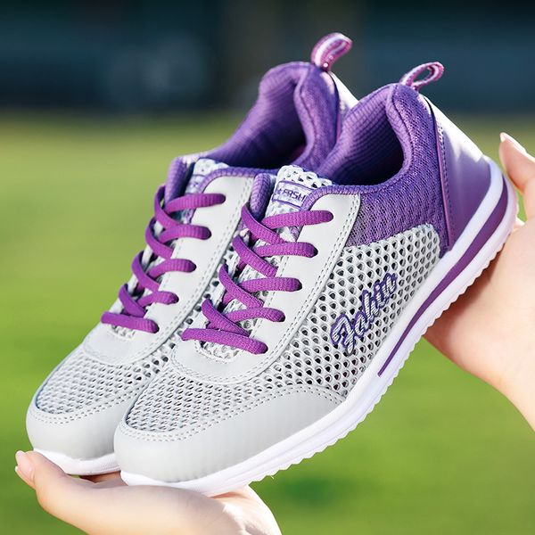 

women runningg shoes fashion breathable walking mesh lace up flat shoes sneakers women 2020 outdoor antislip light sport