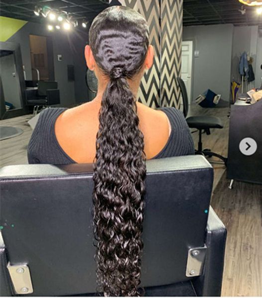 2019 cabelo humano encaracolado com cordão peruca rabo de cavalo para mulheres negras baixo clipe ins novo estilo rabo de cavalo preto natural 1b 100g-160g