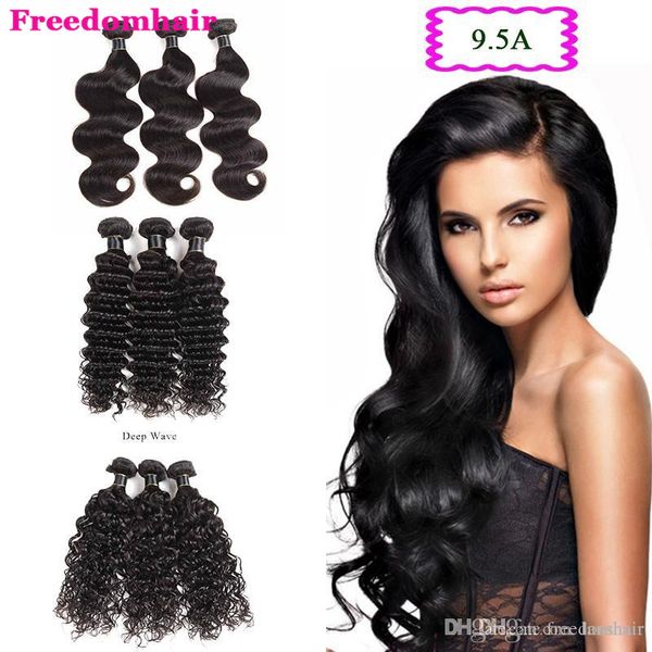 

9.5a бразильского человеческих волос 3 связки объемной волна волос плетение связка deep water wave virgin hair extensions утки сыпучая глубо, Black