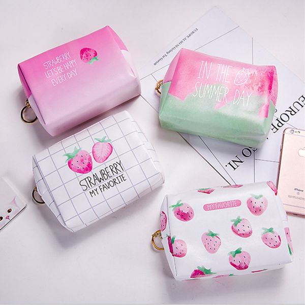

korean creative strawberry pattern cosmetic bag large capacity storage package portable wash bag travel organizer