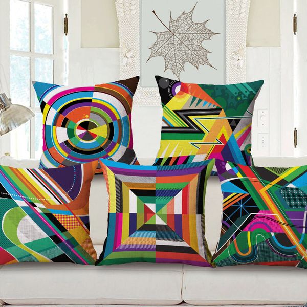 

high-luminance color system geometric figure pillow customize cotton back cushion sofa cushion set