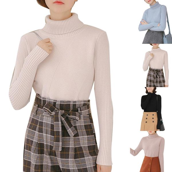 

women sweaters winter autumn solid color long sleeve turtle neck sweater warm knitwear slim sweater pullovers ladies sweaters, White;black