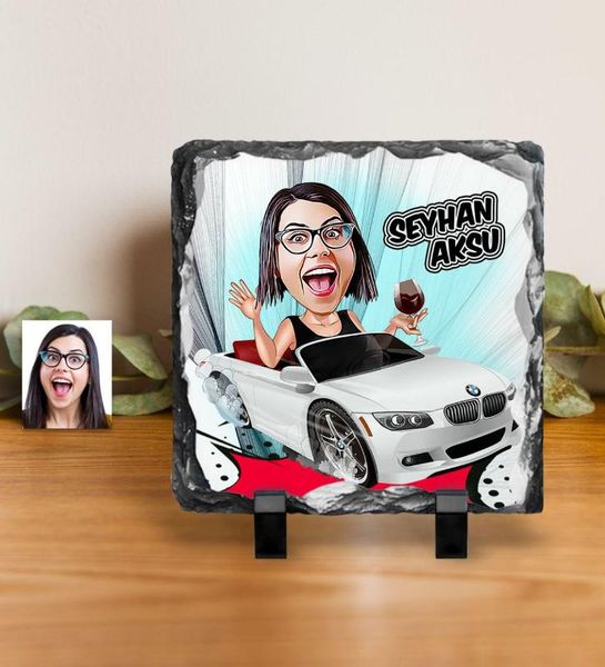 

personalized women 's boss caricature of decorative natural stone-2