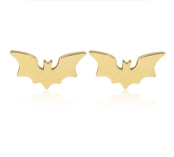 

new trendy all saints' day holiday brass batman studs for women dainty small bat stud earrings halloween jewelry, Silver