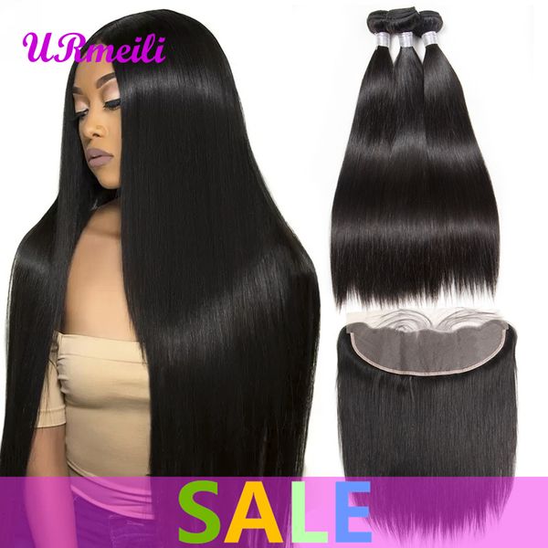 2019 Cheap Brazilian Straight Human Hair Bundles With Lace Frontal