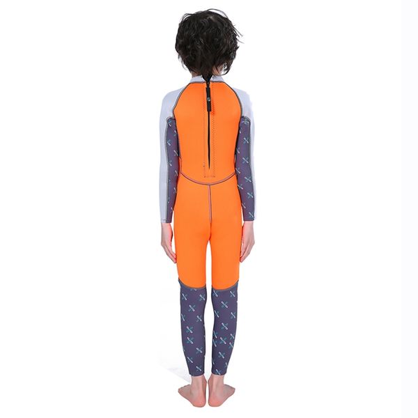 

boy 2.5mm long sleeve one-piece swimsuit children boy girl thermal dive skin for swimming diving snorkeling surfing, White