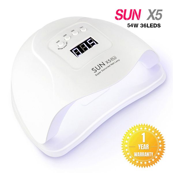 

54W SUN X5 Plus Nail Dryer LCD Display 36 LED Dryer Nail Lamp UV LED Lamp for Curing Gel Polish Auto Sensing Lamp For Nails, Pink