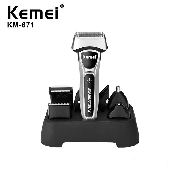 

kemei km-671 5 in 1 electric razors for men lcd display electric shaver hair clipper waterpoof nose hair trimmer
