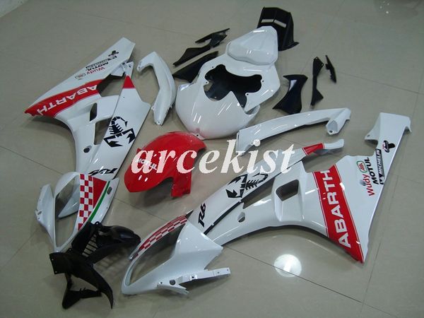 

new abs injection mold motorcycle fairings kit fit for yamaha yzf-r6 2006 2007 06 07 r6 white red light
