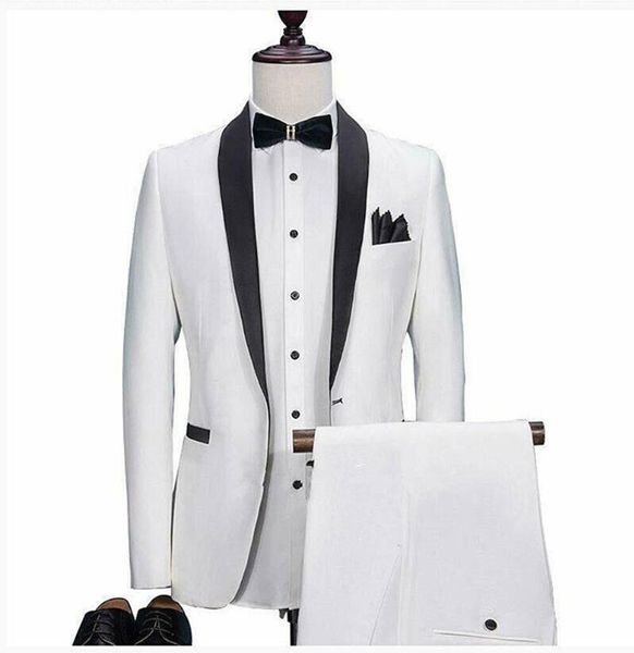 Белые мужские свадебные смокинги жених смокинг 2 шт. Комплект фрак костюм куртка брюки на заказ пика отворот формальный выпускной костюм