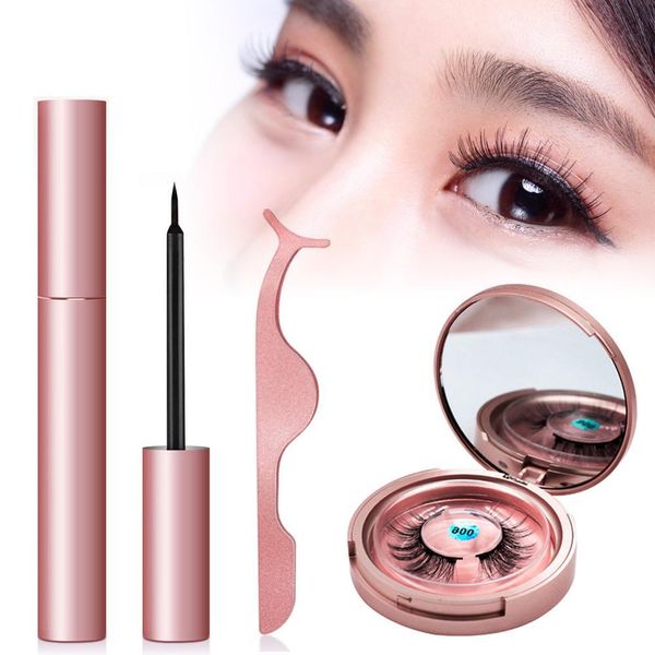 

ibcccndc rose gold 5 magnets false eyelashes with 6ml magnetic eyeliner tweezers set natural extention eye lashes makeup tools