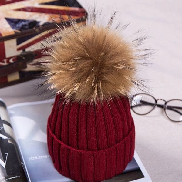 

ball artificial fur skiing hat lady beanie winter warm knitted cute, Blue;gray