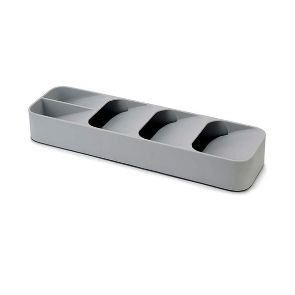 

drawerstore kitchen drawer organizer tray for cutlery silverware, (gray/white)degradable material storage divider kitchen tools accessories