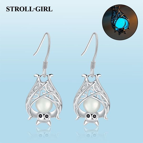 

strollgirl 100% 925 sterling silver earrings bat animal growing drop earrings for women fashion jewelry valentine's day gift