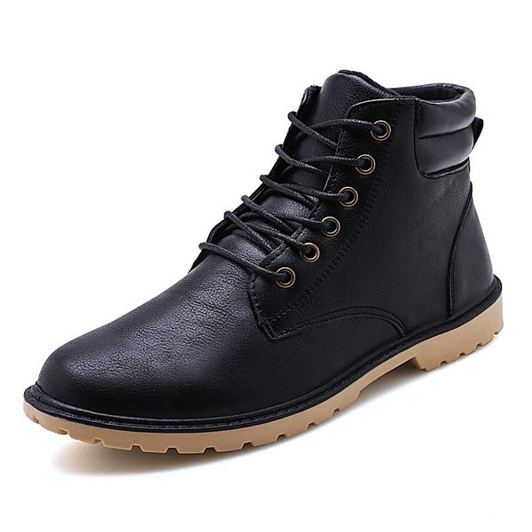 

new leather microfiber leather men shoes fashion men boots for male boots outdoor zapatos de hombre, Black
