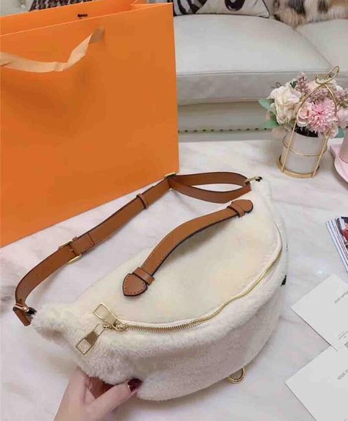 

luxury designer waist bag women designer waist bag inclined shoulder bag lamb hair satchel plush fashion new autumn and winter#