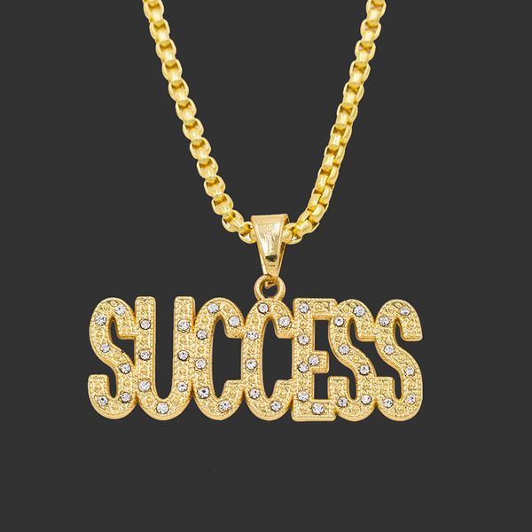 

personalized success letter pendant necklaces women men hip hop jewelry 2019 fashion gold long chain necklaces & pendants gift, Silver