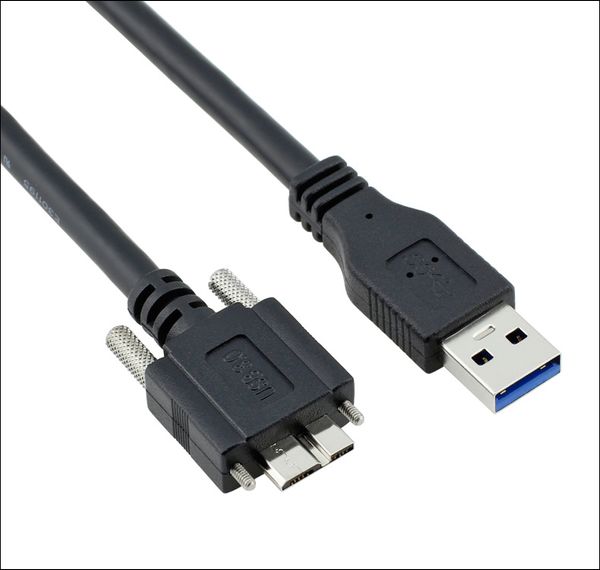 Cabos USB 3.0 A a micro B painel macho de montagem parafuso de parafuso de parafuso de transferência Fio de extensão para câmera industrial de máquina de visão computacional