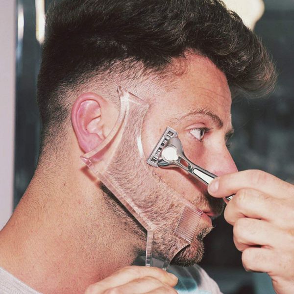 

men hairdressing beard care transparent appearance moustache moulding comb moulding shaping styling template ruler combs tool