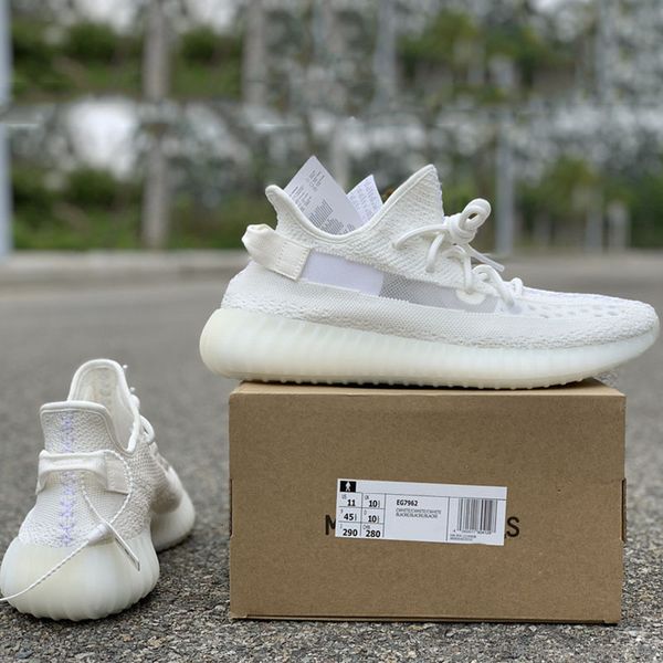 

2019 all white v2 running shoes kanye west designer mens women mesh athletic sports trainers sneakers size 36-46.5