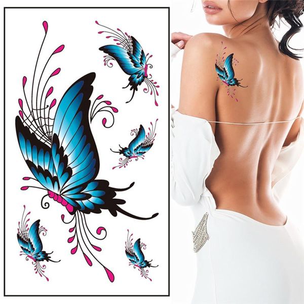 Autoadesivo del tatuaggio temporaneo Waterproo NUOVE donne 3D f Body Art Decalcomanie Adesivo Tatoo finto Art Taty Butterfly Tattoo