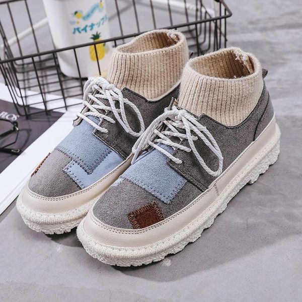 

fashion autumn and winter new women's boots korean casual students women's shoes trend thick bottom plus velvet warm martin boots, Black