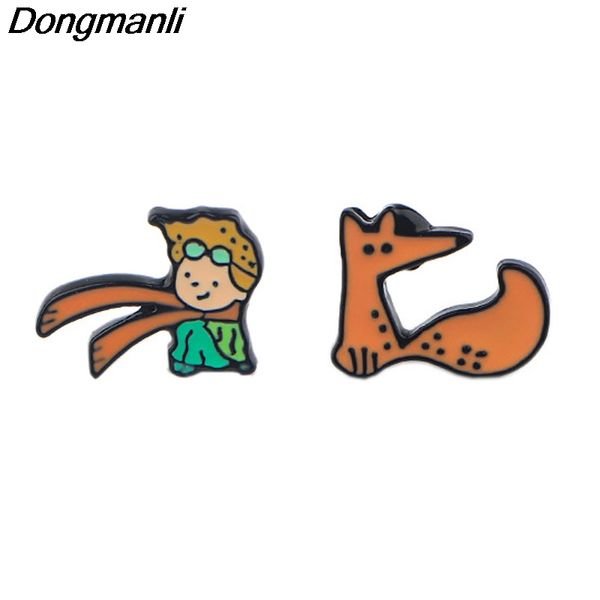 

p4043 dongmanli le petit prince studs earrings for womens enamel stainless steel pierce korea earrings jewelry girls, Golden;silver