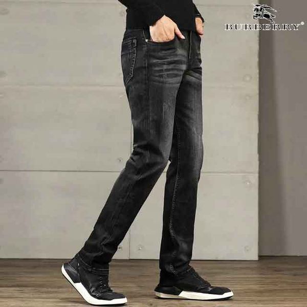 

burberri british brand jeans mens designer jeans stretch jeans boutique fashion casual pants high end slim business pants, Blue