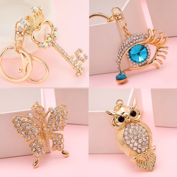 

8 style cute alloy rhinestone keychain for wedding favors birthday christmas party gift