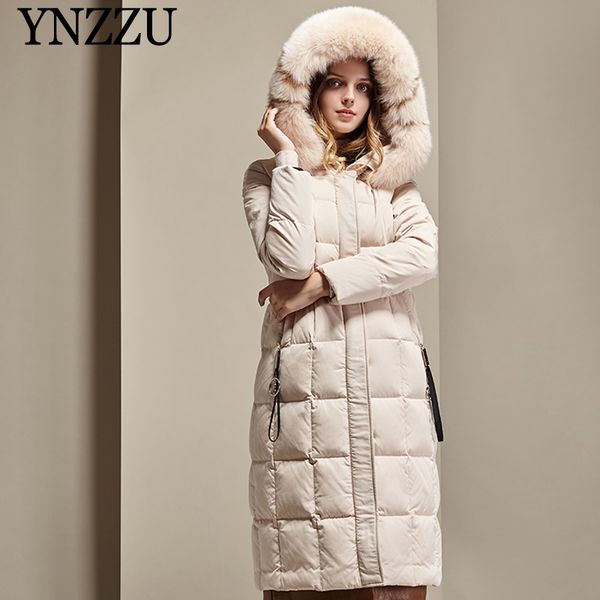 

luxury fur collar long down jacket women winter 2020 new large size thick warm female outwear coat loose casual ynzzu 9o157, Black