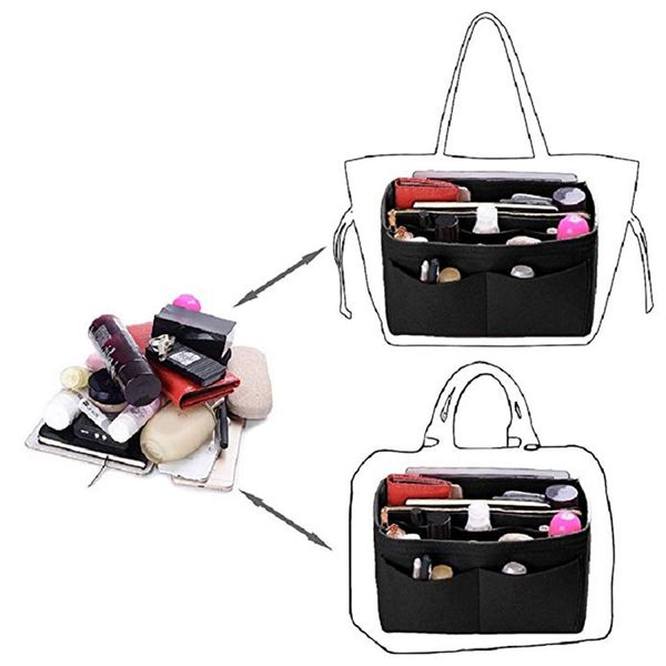 

home storage bag purse organizer felt insert bag makeup organizer inner purse portable cosmetic bags storage tote xl