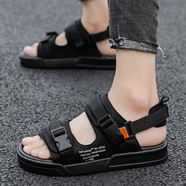 

sandals men gladiators casual roman shoes outside breathable mens summer comfortable light sandalias hombre plus size, Black