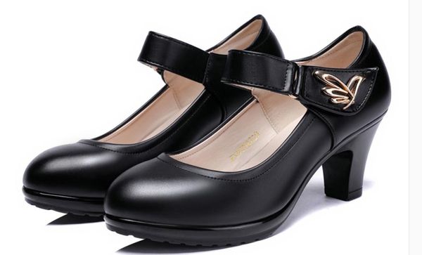 

2020 women's shoes in spring and autumn with new style high heel coarse heel round head@3117, Black