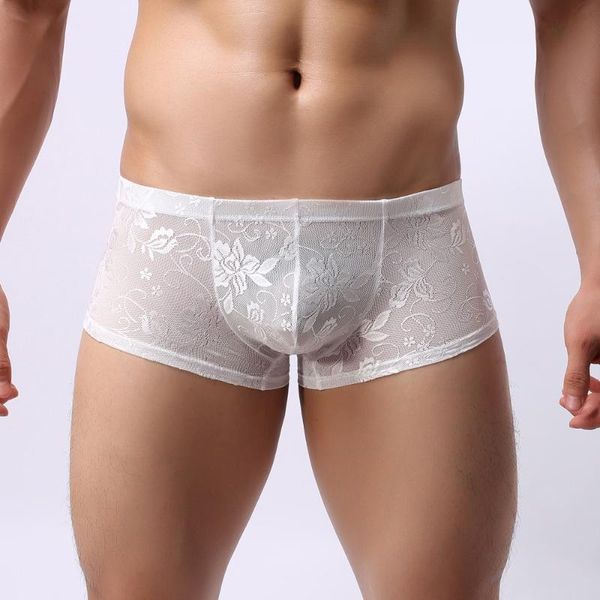 Sexy Underwear Mens Boxer Lace Hot venda florais impresso Sissy Gay Underwear Esporte calcinha Shorts Boxer Cueca masculina cueca