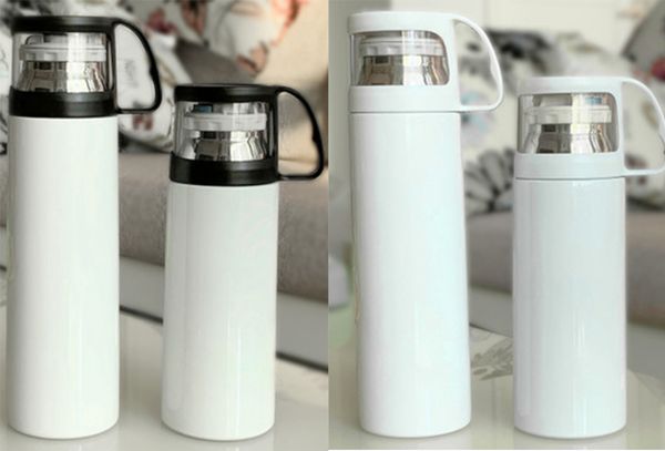 

mdf sublimation blank 350ml/500ml heat transfer thermos cup diy 304 stainless steel cup transparent black and white lid thermos cup