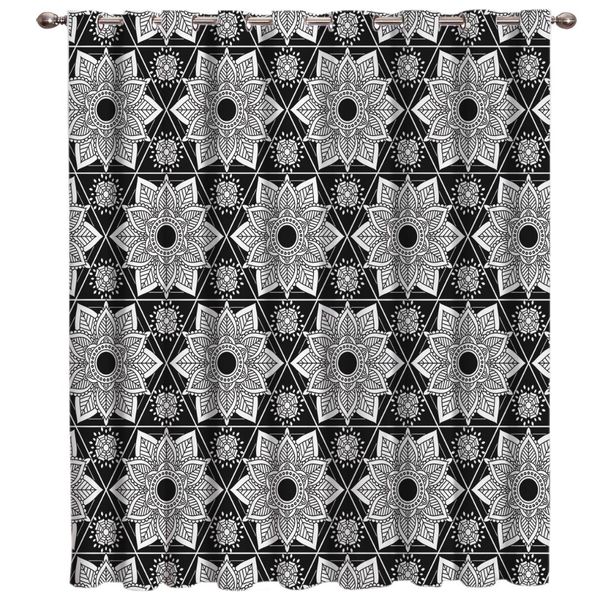 

black and white mandala pattern window treatments curtains valance room curtains large window blinds blackout outdoor