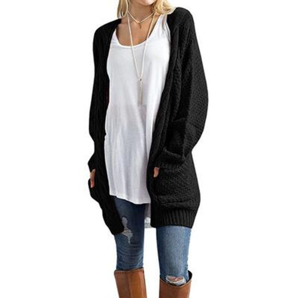 

sellingnew long cardigan women long sleeve knitted sweater cardigans autumn winter womens sweaters 2018 jersey mujer invierno, White;black