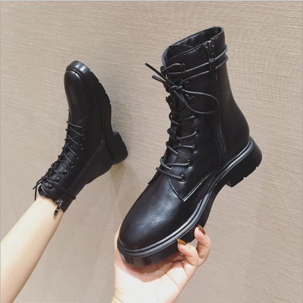 

35-40 booties boots female british wind 2019 new wild boots women spring and autumn single black motorcycle