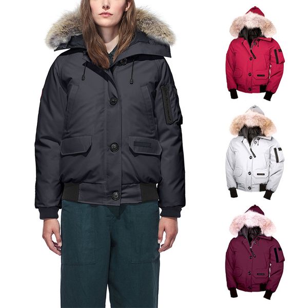 

dhl 2019 women bomber femme outdoors fur down jacket canada warm windproof goose down coat thicken fourrure hooded jacket, Black