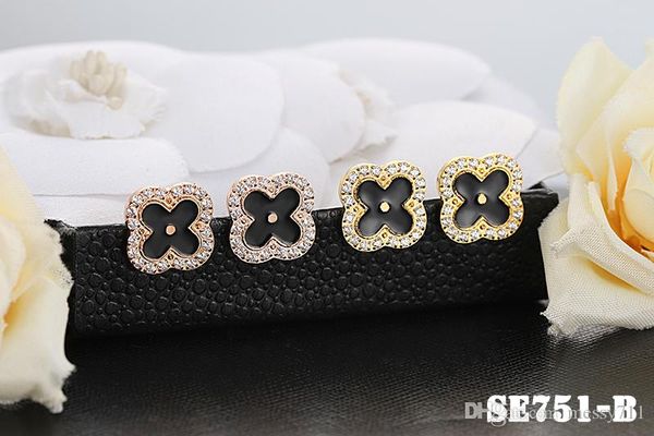 

fashion stainless steel shell and flower with stone around lady and girl earrings jewelry, Golden;silver