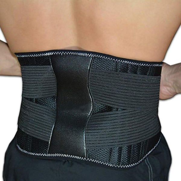 

back waist support for male and female neoprene waist support brace adjustable sports lumbar training belt sweatband belly, Black;gray