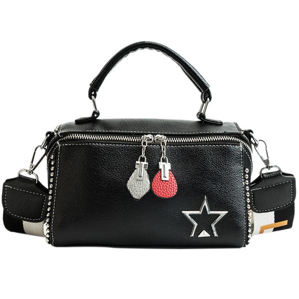 

luxury handbags women bags designer shoulder bags fashion rivets wide strap boston bag patchwork crossbody for women totes