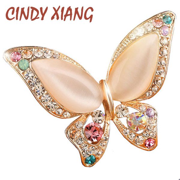 

cindy xiang opal butterfly brooch for women rhinestone broches fashion bijouterie wedding jewelry 3 colors available lead free