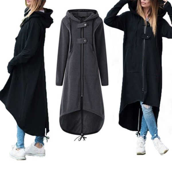 

fleece sweater zipper jacket hooded long windbreaker large size explosions women's clothing, Tan;black