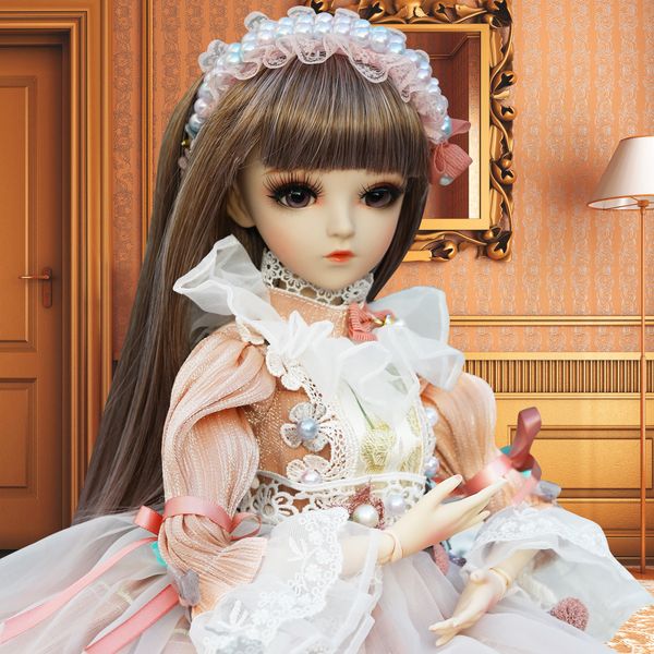 

60cm 1/3 bjd doll 18 ball joints dolls with full outfits palace style dress wig shoes makeup toys for girls gifts for collection t200429